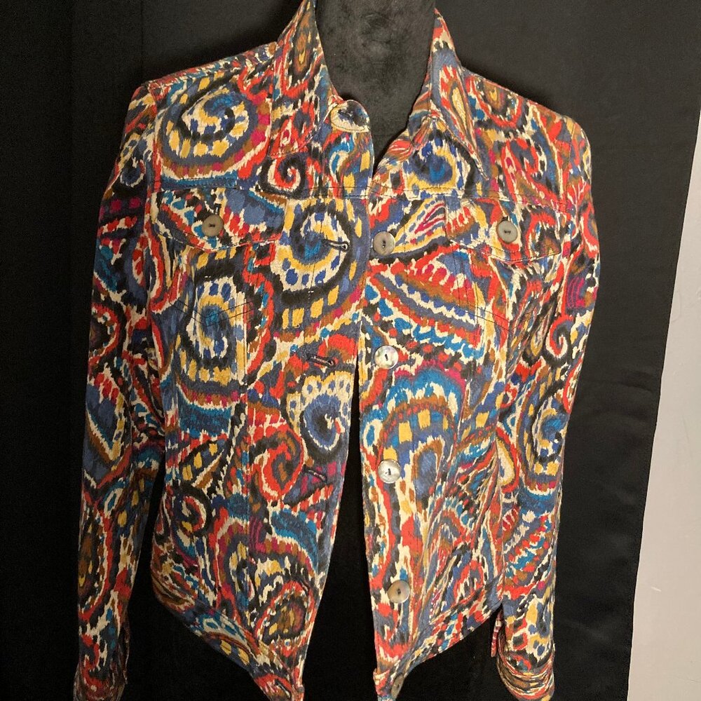 Ruby Rd Colorful Paisley Button Front Jacket - image 1